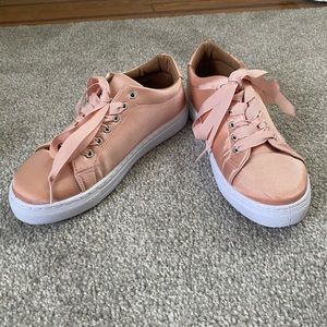 Qupid Satin ribbon lace tennis sneaker- size 6